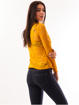 Bluza Dama Din Dantela Rushing Mustar