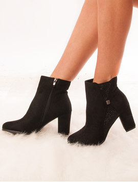 Botine Dama Cu Strasuri Si Toc Shine Negre