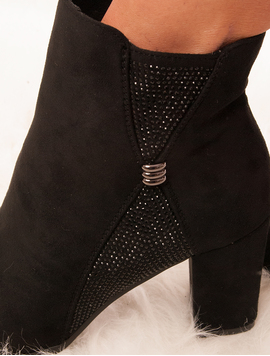 Botine Dama Cu Strasuri Si Toc Shine Negre