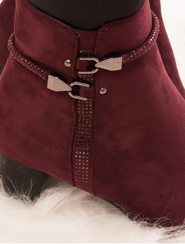 Botine Dama Cu Strasuri Si Toc Mediu Gorgeous Grena