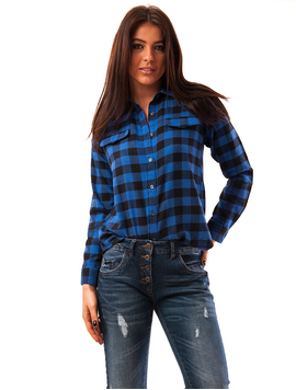 Camasa Dama In Carouri Wings Indigo Si Negru