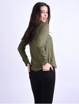 Camasa Dama Cu Guler Tunica Si Broderie Discover Kaki