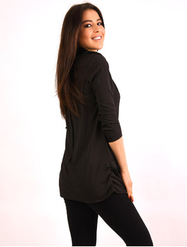 Camasa Dama Cu Guler Din Piele Ecologica Shape Neagra