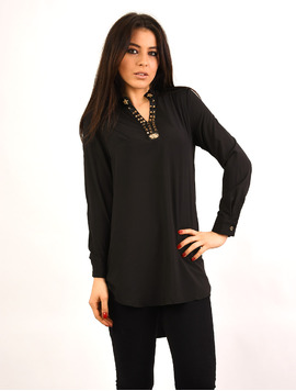Camasa Dama Cu Guler Tunica Si Accesorii Metalice Better Neagra