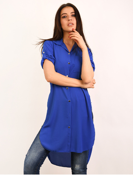 Camasa Dama Lunga Din Voal Comfortable Albastra