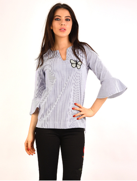 Camasa Dama In Dungi Cu Fluture Lifestyle Gri