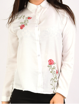 Camasa Dama Cu Broderie Lover Alba