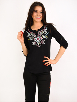 Camasa Dama Cu Broderie Miracle Neagra