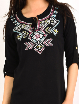 Camasa Dama Cu Broderie Miracle Neagra