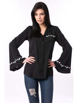 Camasa Dama Cu Broderie Stability Neagra