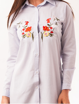 Camasa Dama Cu Model Floral Bloom Bleu