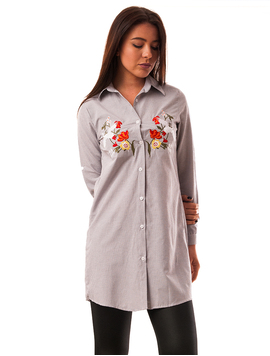 Camasa Dama Cu Model Floral Bloom Gri