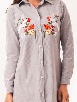 Camasa Dama Cu Model Floral Bloom Gri