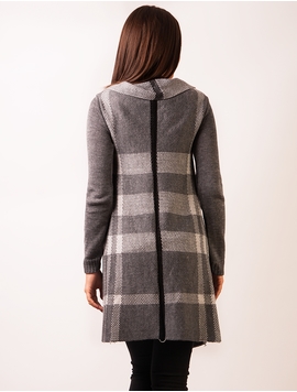 Cardigan Dama In Carouri Gri Si Negru