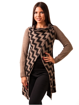 Cardigan Dama In Zig Zag Maro Si Negru 