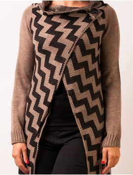Cardigan Dama In Zig Zag Maro Si Negru 