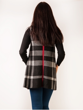 Cardigan Dama In Carouri Negru Si Rosu 