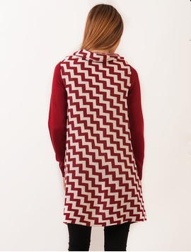 Cardigan Dama In Zig Zag Rosu Si Alb