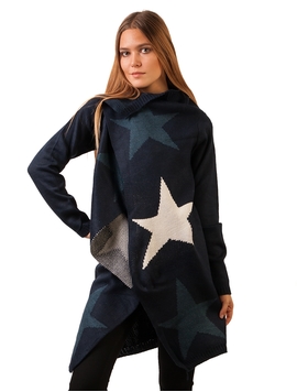 Cardigan Dama Cu Stele Bleumarin