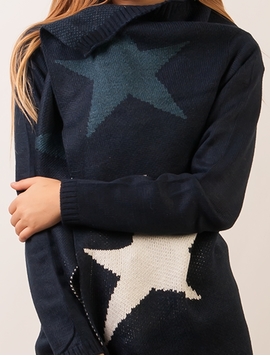 Cardigan Dama Cu Stele Bleumarin