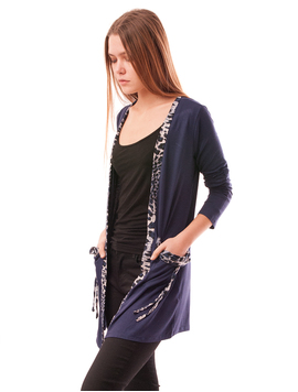 Cardigan Dama Cu Buzunare Delicate Bleumarin