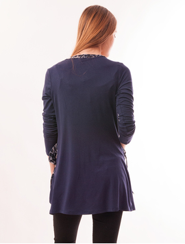 Cardigan Dama Cu Buzunare Delicate Bleumarin