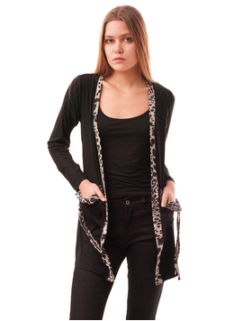 Cardigan Dama Cu Buzunare Delicate Negru