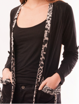Cardigan Dama Cu Buzunare Delicate Negru