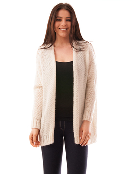 Cardigan Dama Cu Model Tricotat Walls Alb