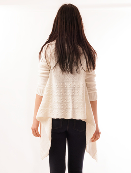 Cardigan Dama Tricotat In Colturi Fast Alb
