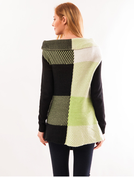 Cardigan Dama Cu Model Strange Negru Si Verde