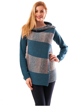 Cardigan Dama Cu Model Strange Albastru Si Roz