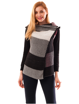 Cardigan Dama Cu Model Strange Negru Si Alb