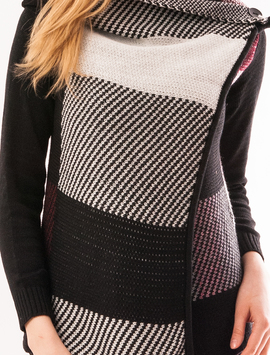 Cardigan Dama Cu Model Strange Negru Si Alb