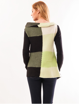 Cardigan Dama Cu Model Strange Negru Si Verde Deschis