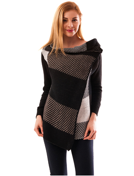 Cardigan Dama Cu Model Strange Negru Si Maro