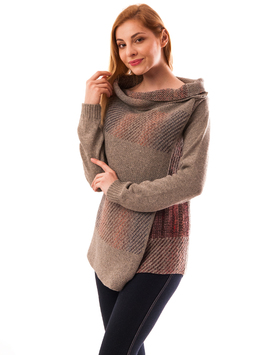 Cardigan Dama Cu Model Strange Bej Si Fucsia