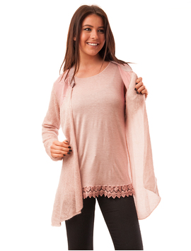 Cardigan Dama Din Doua Piese Twins Roz