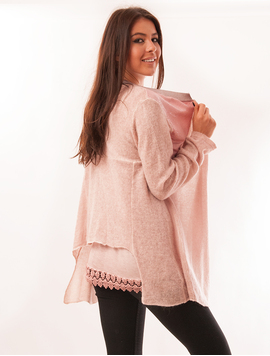 Cardigan Dama Din Doua Piese Twins Roz
