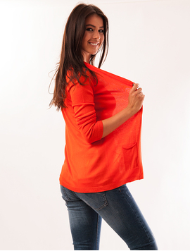 Cardigan Dama Cu Buzunare Mango Portocaliu