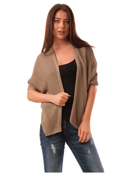 Cardigan Dama Cu Maneca Trei Sferturi Ginger Maro