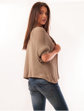 Cardigan Dama Cu Maneca Trei Sferturi Ginger Maro