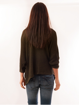 Cardigan Dama Cu Maneca Trei Sferturi Ginger Kaki Inchis