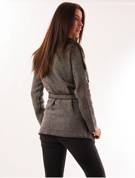 Cardigan Dama Din Stofa Different Alb Si Negru