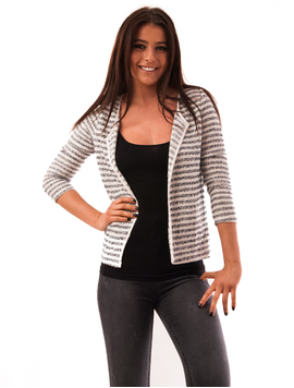 Cardigan Dama In Dungi Romantic Alb Si Bleumarin