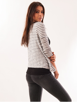 Cardigan Dama In Dungi Romantic Alb Si Bleumarin
