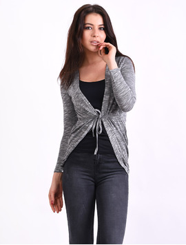 Cardigan Dama Cu Cordon Si Elastic La Baza Strategy Gri Inspicat