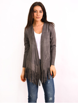 Cardigan Dama Cu Franjuri Anyone Gri