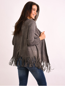 Cardigan Dama Cu Franjuri Anyone Gri