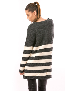 Cardigan Dama WavePearl Gri Si Alb